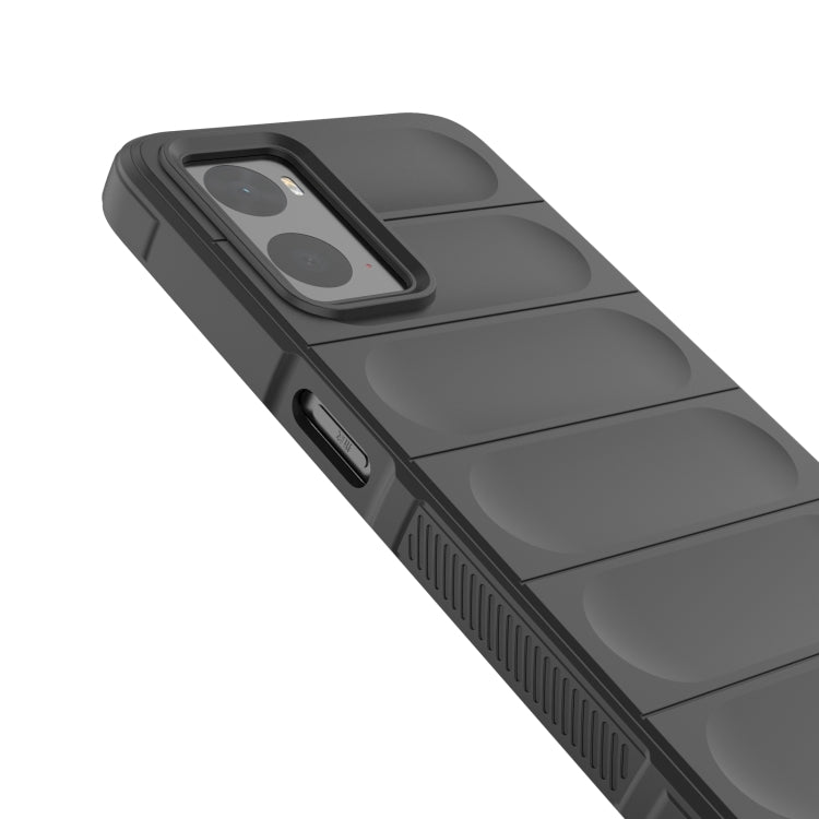 For OPPO A36 4G/A76 4G/Realme 9i Magic Shield TPU + Flannel Phone Case(Black)