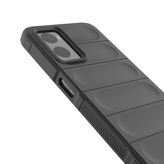 For OPPO A36 4G/A76 4G/Realme 9i Magic Shield TPU + Flannel Phone Case(Black)