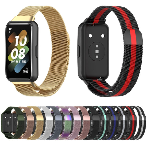 For Huawei Band 7 / 7 NFC Milan Metal Magnetic Watch Band(Rose Pink)