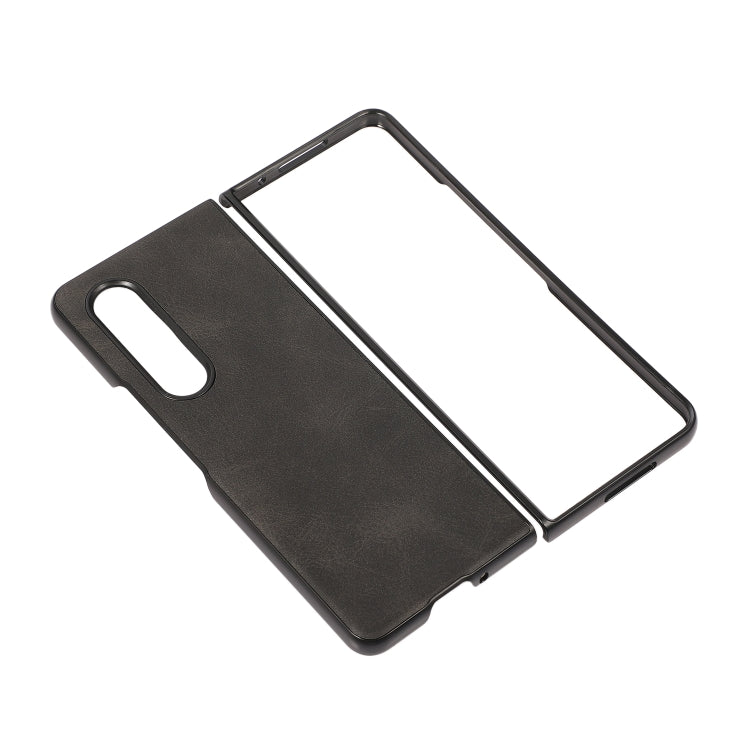 For Samsung Galaxy Z Fold4 Two-color Calf Texture Shockproof Phone Case(Black)