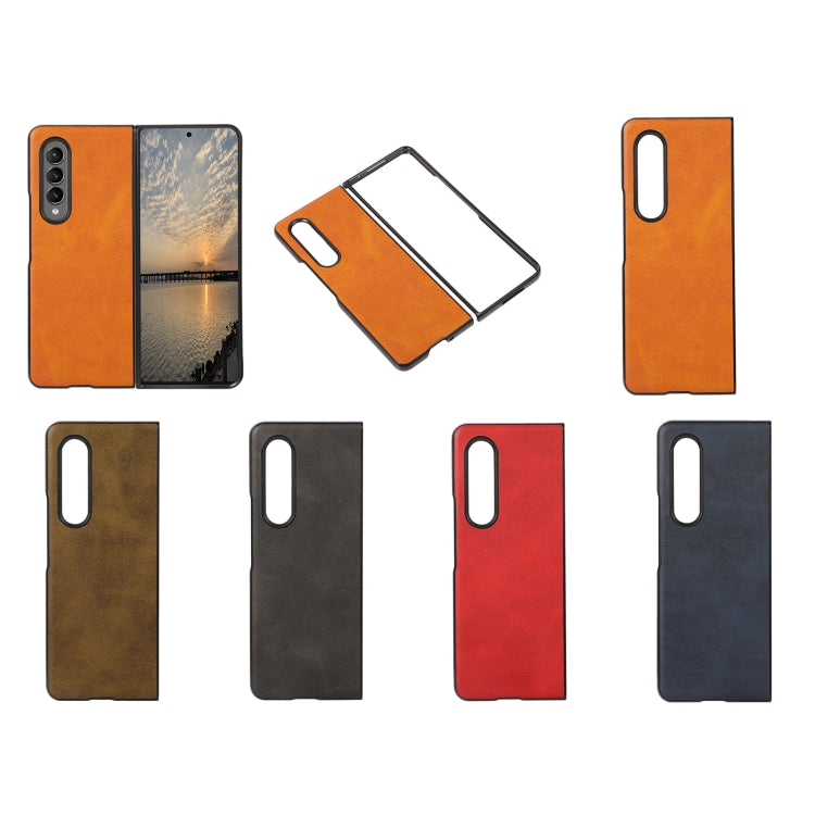 For Samsung Galaxy Z Fold4 Two-color Calf Texture Shockproof Phone Case(Black)