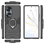 For Honor 70 5G Shockproof PC + TPU Phone Case with Magnetic Ring Holder(Black)