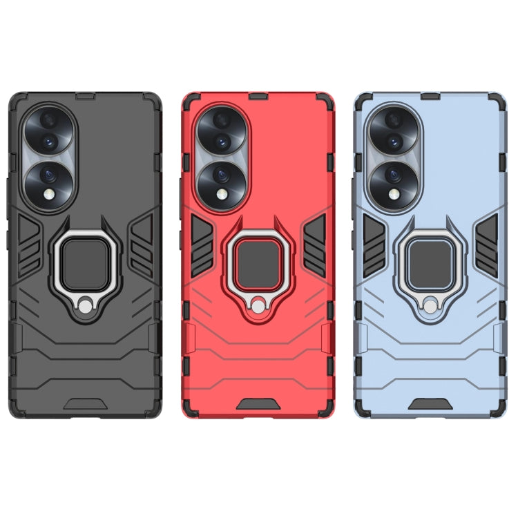 For Honor 70 5G Shockproof PC + TPU Phone Case with Magnetic Ring Holder(Black)