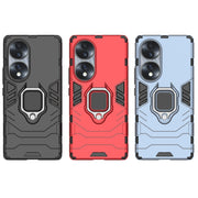 For Honor 70 5G Shockproof PC + TPU Phone Case with Magnetic Ring Holder(Black)