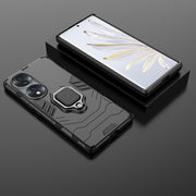 For Honor 70 5G Shockproof PC + TPU Phone Case with Magnetic Ring Holder(Black)