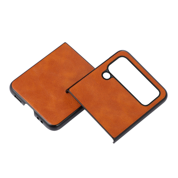For Samsung Galaxy Z Flip4 Cowhide Texture PU Phone Case(Brown)