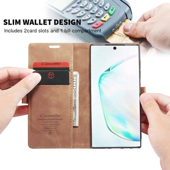 For Galaxy A81 / Note 10 Lite CaseMe Multifunctional Horizontal Flip Leather Case, with Card Slot & Holder & Wallet(Brown)