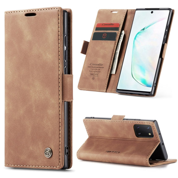 For Galaxy A81 / Note 10 Lite CaseMe Multifunctional Horizontal Flip Leather Case, with Card Slot & Holder & Wallet(Brown)