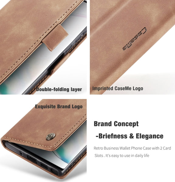 For Galaxy A81 / Note 10 Lite CaseMe Multifunctional Horizontal Flip Leather Case, with Card Slot & Holder & Wallet(Brown)