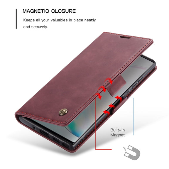 For Galaxy A81 / Note 10 Lite CaseMe Multifunctional Horizontal Flip Leather Case, with Card Slot & Holder & Wallet(Wine Red)