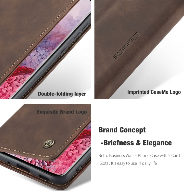 For Galaxy S20 Plus CaseMe Multifunctional Horizontal Flip Leather Case, with Card Slot & Holder & Wallet(Coffee)
