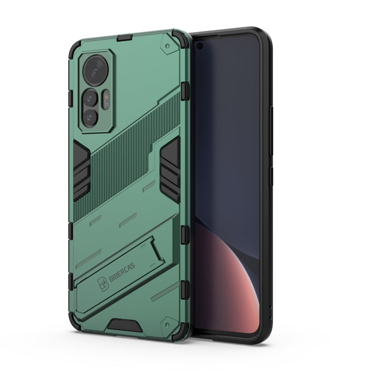 For Xiaomi 12 Lite Punk Armor PC + TPU Phone Case with Holder(Green)