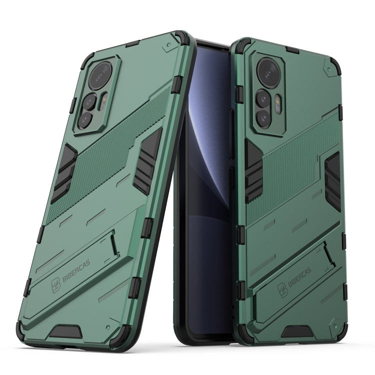 For Xiaomi 12 Lite Punk Armor PC + TPU Phone Case with Holder(Green)