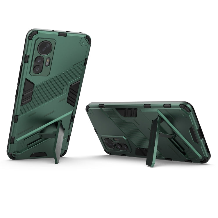 For Xiaomi 12 Lite Punk Armor PC + TPU Phone Case with Holder(Green)