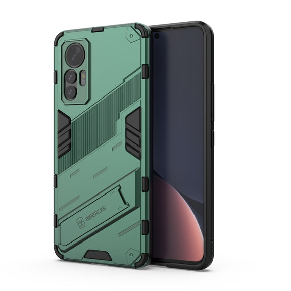 For Xiaomi 12 Lite Punk Armor PC + TPU Phone Case with Holder(Green)