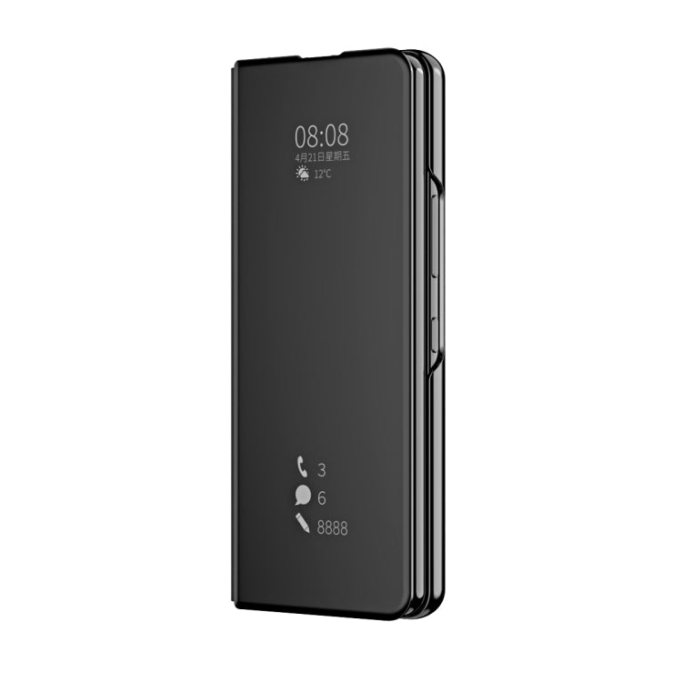 For Samsung Galaxy Z Fold3 Accurate Hole Horizontal Flip Mirror Shockproof Phone Case(Black)
