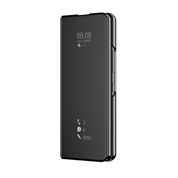 For Samsung Galaxy Z Fold3 Accurate Hole Horizontal Flip Mirror Shockproof Phone Case(Black)