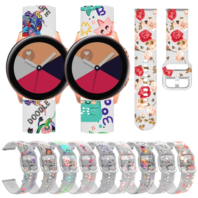 For Samsung Galaxy Watch4 20mm Transparent Printed TPU Silicone Watch Band(9)