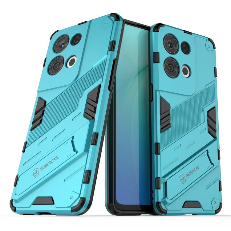 For OPPO Reno8 Pro Punk Armor 2 in 1 PC + TPU Shockproof Phone Case with Invisible Holder(Blue)