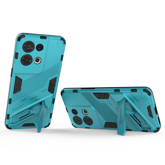 For OPPO Reno8 Pro Punk Armor 2 in 1 PC + TPU Shockproof Phone Case with Invisible Holder(Blue)
