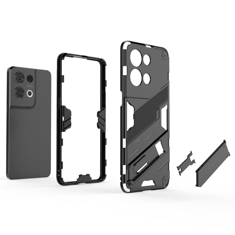For OPPO Reno8 Pro Punk Armor 2 in 1 PC + TPU Shockproof Phone Case with Invisible Holder(Blue)