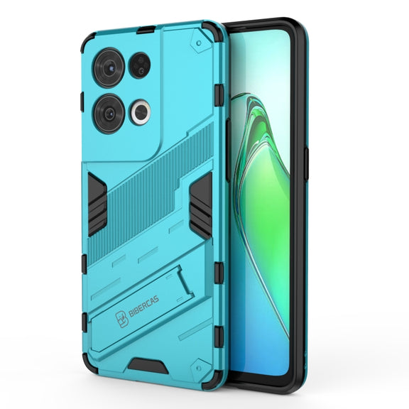 For OPPO Reno8 Pro Punk Armor 2 in 1 PC + TPU Shockproof Phone Case with Invisible Holder(Blue)
