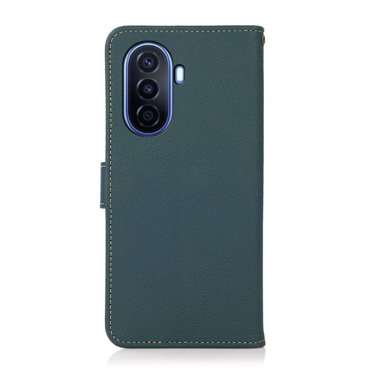 For Huawei nova Y70 Plus KHAZNEH Custer Genuine Leather RFID Phone Case(Green)
