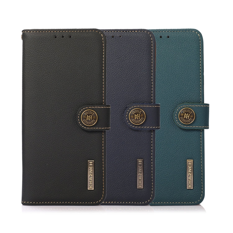 For Huawei nova Y70 Plus KHAZNEH Custer Genuine Leather RFID Phone Case(Green)
