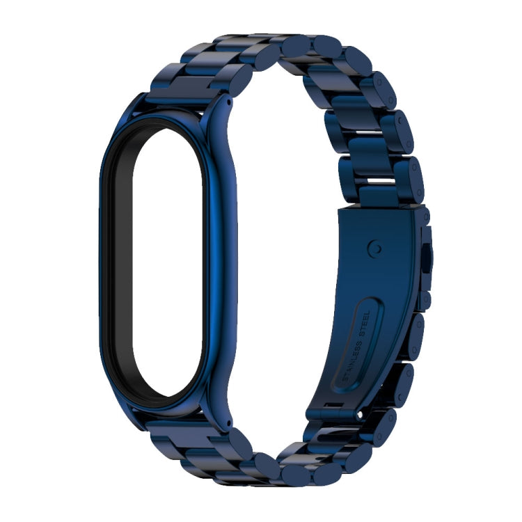 For Xiaomi Mi Band 7 / 7 NFC MIJOBS Three-Bead Metal Plus Stainless Steel Watch Band(Blue) - Watch Bands by MIJOBS