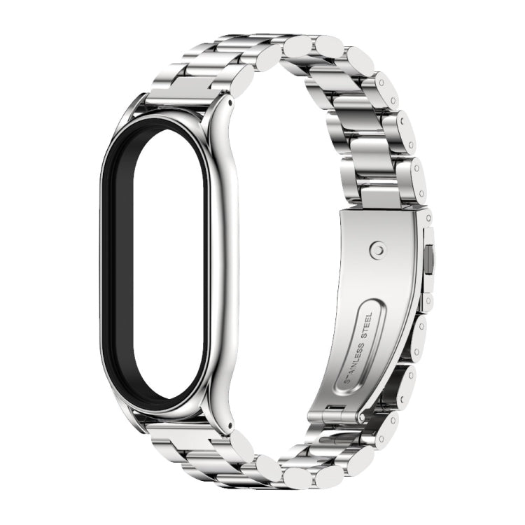 For Xiaomi Mi Band 7 / 7 NFC MIJOBS Three-Bead Metal Plus Stainless Steel Watch Band(Silver) - Watch Bands by MIJOBS