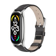 For Xiaomi Mi Band 7 / 7 NFC MIJOBS Plus Genuine Leather Watch Band(Black Silver) - Watch Bands by MIJOBS
