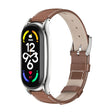 For Xiaomi Mi Band 7 / 7 NFC MIJOBS Plus Genuine Leather Watch Band(Brown SIlver) - Watch Bands by MIJOBS