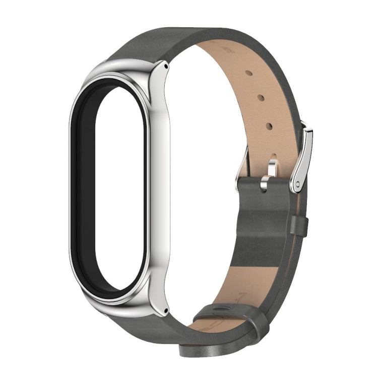 For Xiaomi Mi Band 7 / 7 NFC MIJOBS CS Metal Case + Microfiber Leather Watch Band(Grey Silver) - Watch Bands by MIJOBS