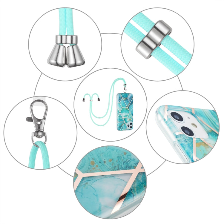 For Samsung Galaxy A13 4G Electroplating Splicing Marble TPU Phone Case with Lanyard(Blue)