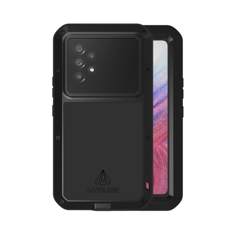For Samsung Galaxy A53 LOVE MEI Metal Shockproof Water-resistant Dustproof Protective Phone Case with Glass(Black)