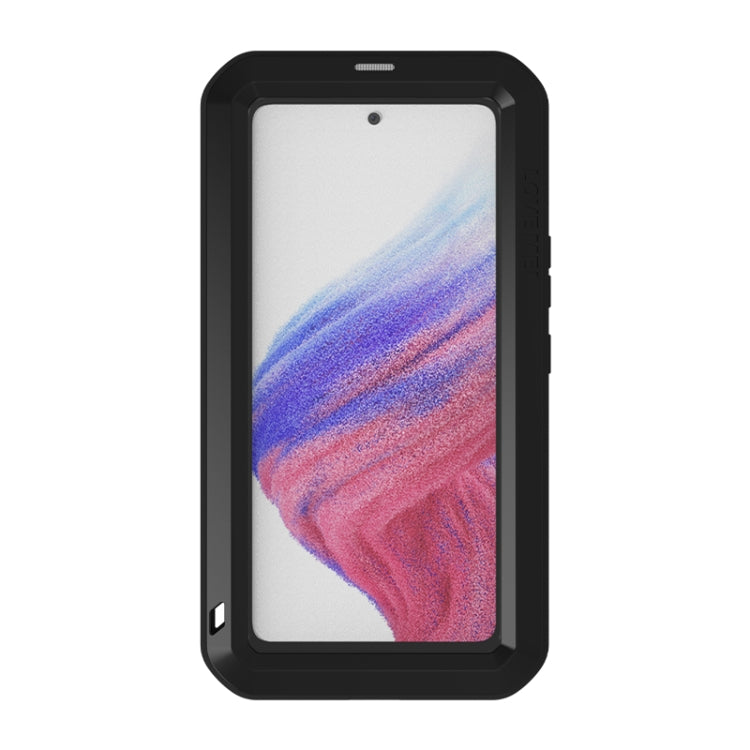 For Samsung Galaxy A53 LOVE MEI Metal Shockproof Water-resistant Dustproof Protective Phone Case with Glass(Yellow)