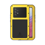 For Samsung Galaxy A53 LOVE MEI Metal Shockproof Water-resistant Dustproof Protective Phone Case with Glass(Yellow)