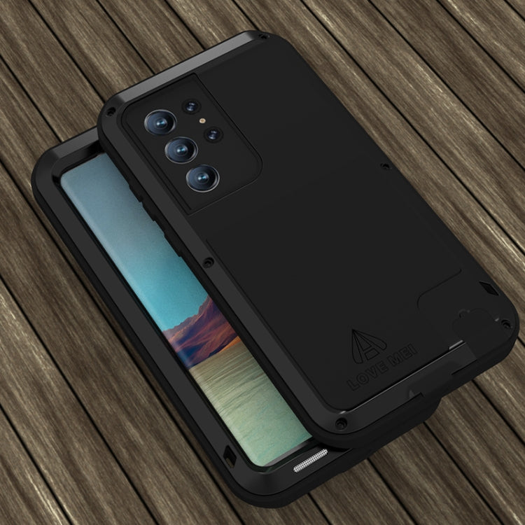 For Samsung Galaxy S22 Ultra 5G LOVE MEI Metal Shockproof Water-resistant Dustproof Protective Phone Case(Black)