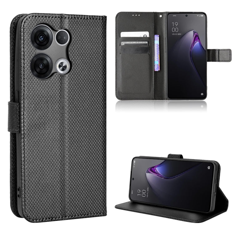 For OPPO Reno8 Pro Diamond Texture Leather Phone Case(Black)