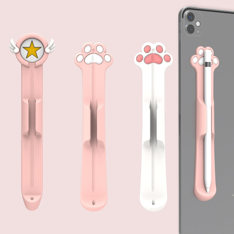 Stylus Silicone Magnetic Cartoon Pen Holder For Apple Pencil 1/2(White Cat Paw)