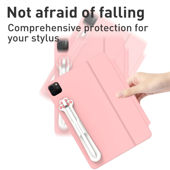 Stylus Silicone Magnetic Cartoon Pen Holder For Apple Pencil 1/2(White Cat Paw)