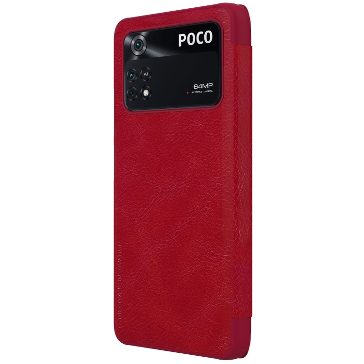 For Xiaomi Poco M4 Pro NILLKIN QIN Series Crazy Horse Texture Leather Phone Case(Red)
