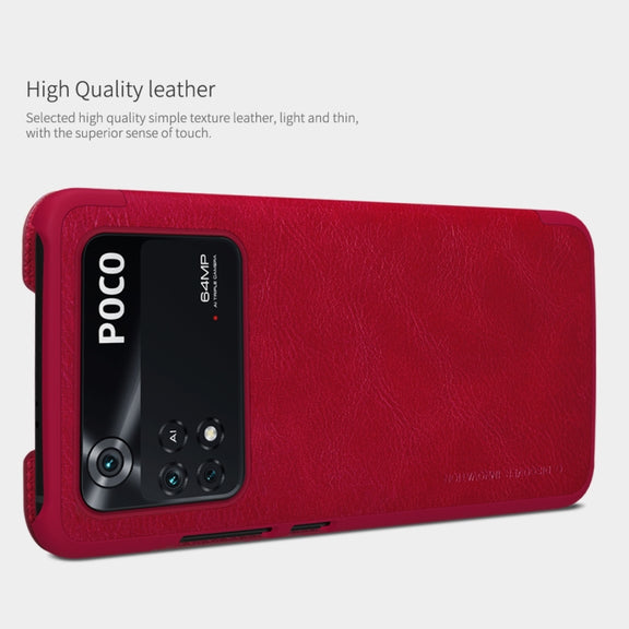 For Xiaomi Poco M4 Pro NILLKIN QIN Series Crazy Horse Texture Leather Phone Case(Red)