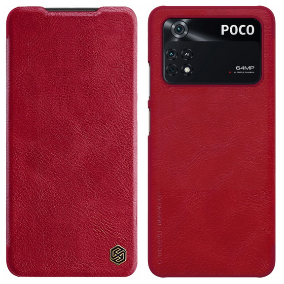 For Xiaomi Poco M4 Pro NILLKIN QIN Series Crazy Horse Texture Leather Phone Case(Red)