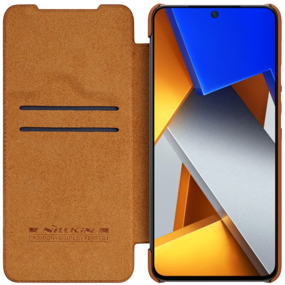 For Xiaomi Poco M4 Pro NILLKIN QIN Series Crazy Horse Texture Leather Phone Case(Brown)