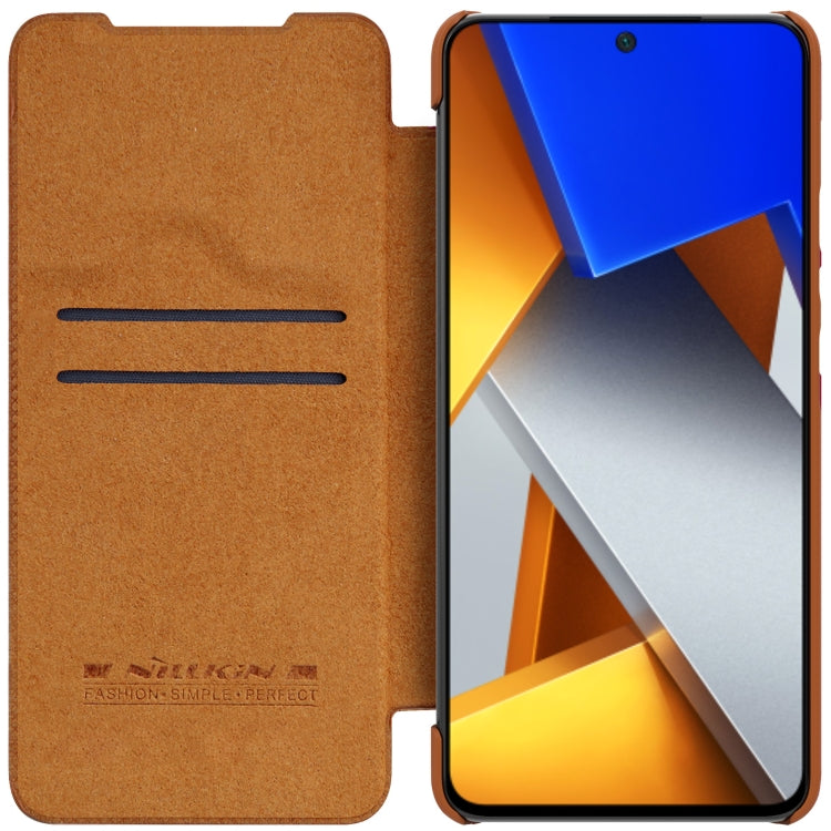 For Xiaomi Poco M4 Pro NILLKIN QIN Series Crazy Horse Texture Leather Phone Case(Brown)