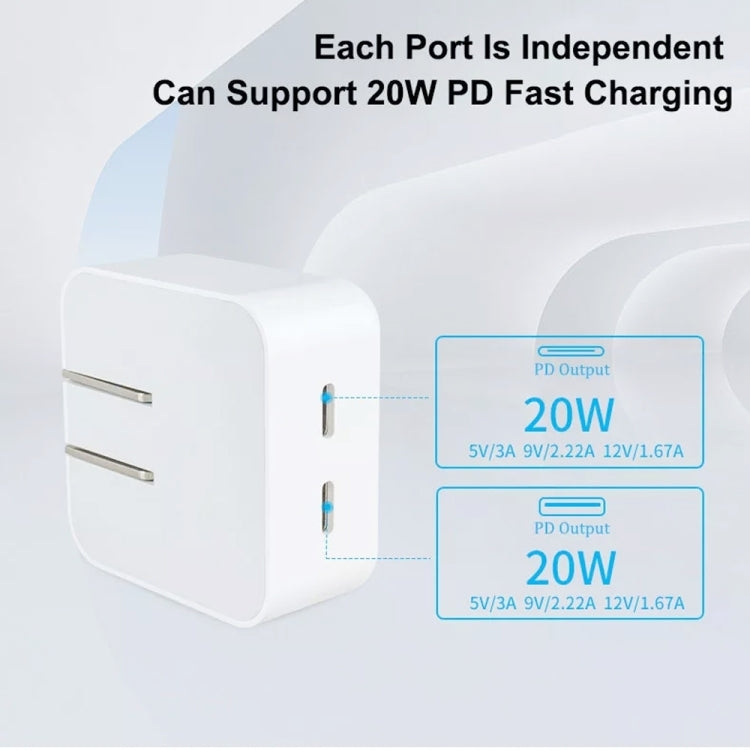 40W Dual PD USB-C / Type-C Charger for iPhone / iPad Series, AU Plug