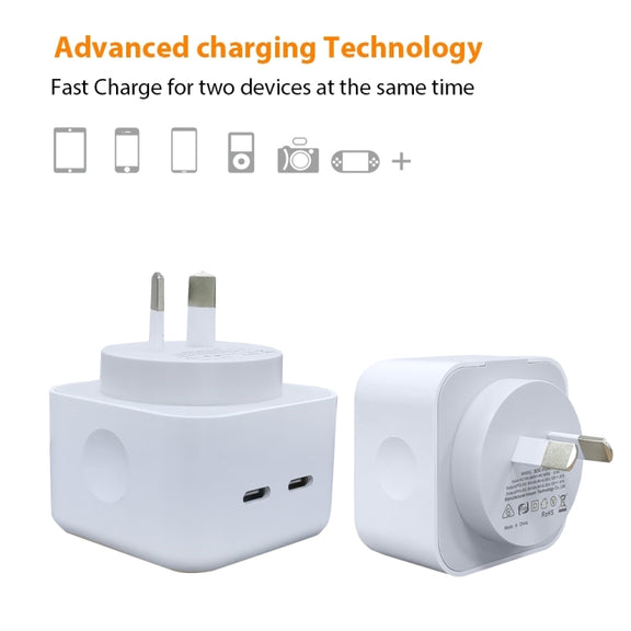 40W Dual PD USB-C / Type-C Charger for iPhone / iPad Series, AU Plug