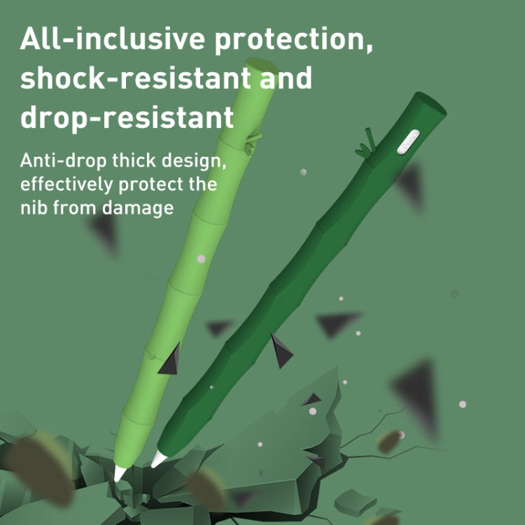 Bamboo Liquid Silicone Gel Stylus Pen Protective Case For Apple Pencil 1(Dark Green)