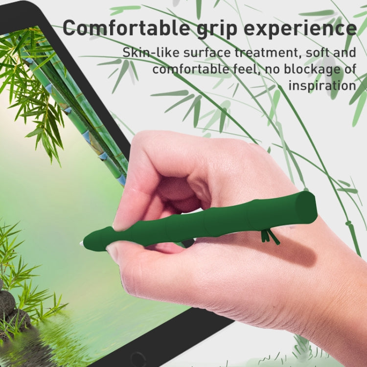 Bamboo Liquid Silicone Gel Stylus Pen Protective Case For Apple Pencil 1(Light Green)